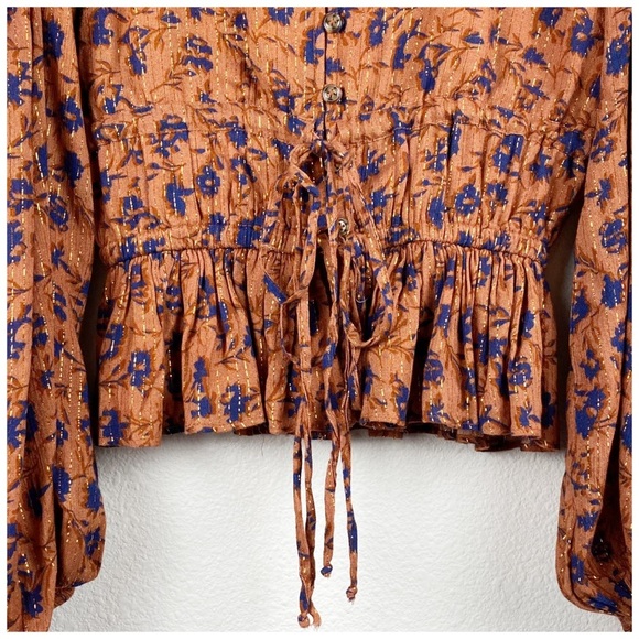 Jens Pirate Booty Wildflower‎ Tarot Blouse in Rust Size Small - Picture 6 of 10